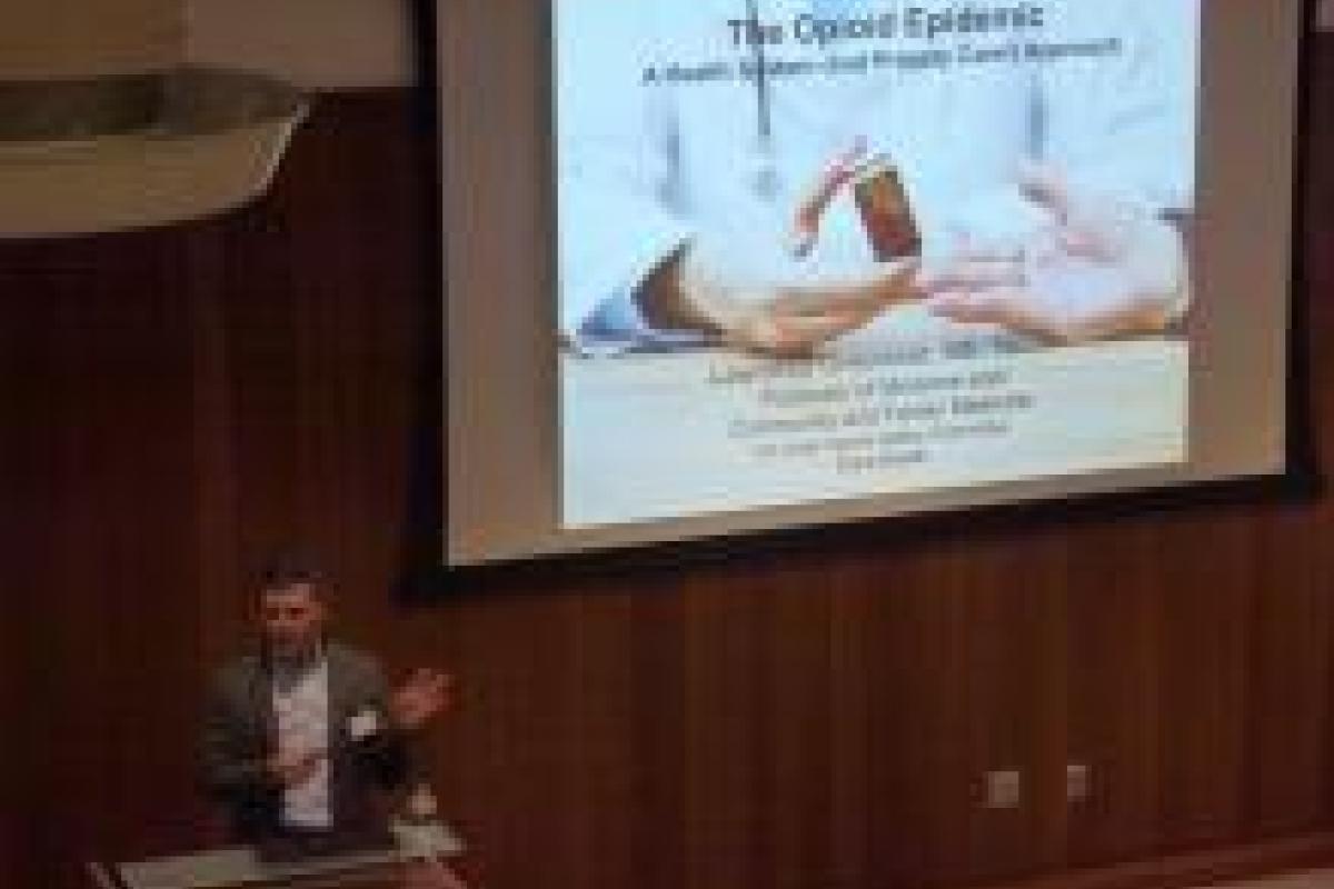 Greenblatt presenting on "The Opioid Epidemic"