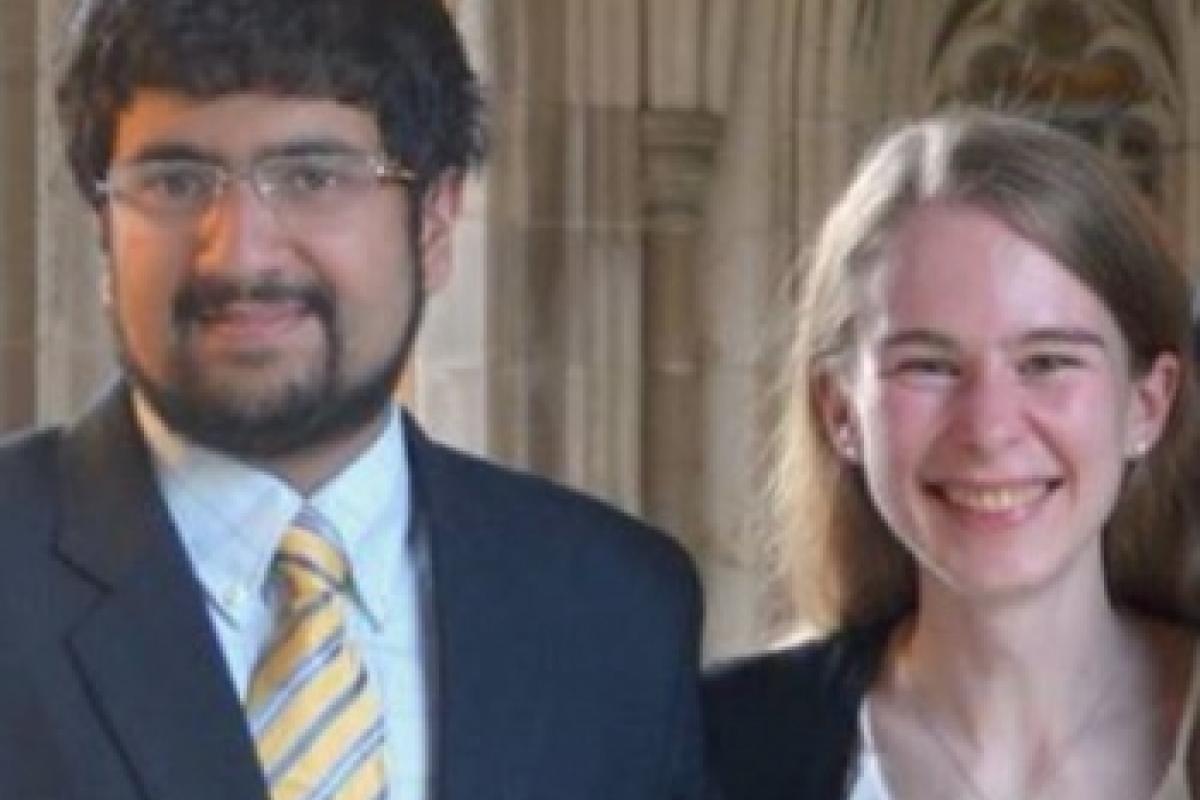 Kunal Shroff, left, & Jill Jones, both Neuroscience majors, are 2 of 4 Goldwater Scholarship Recipients at Duke